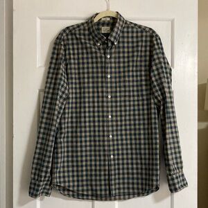 J. Crew Blue and Tan Plaid Shirt Men’s Size Large